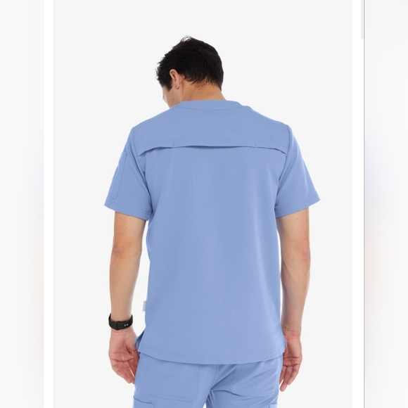 Keswi Scrubs Men's Henley Scrub Top Blue Size Large New With Tags Medical Nurse - Picture 7 of 12